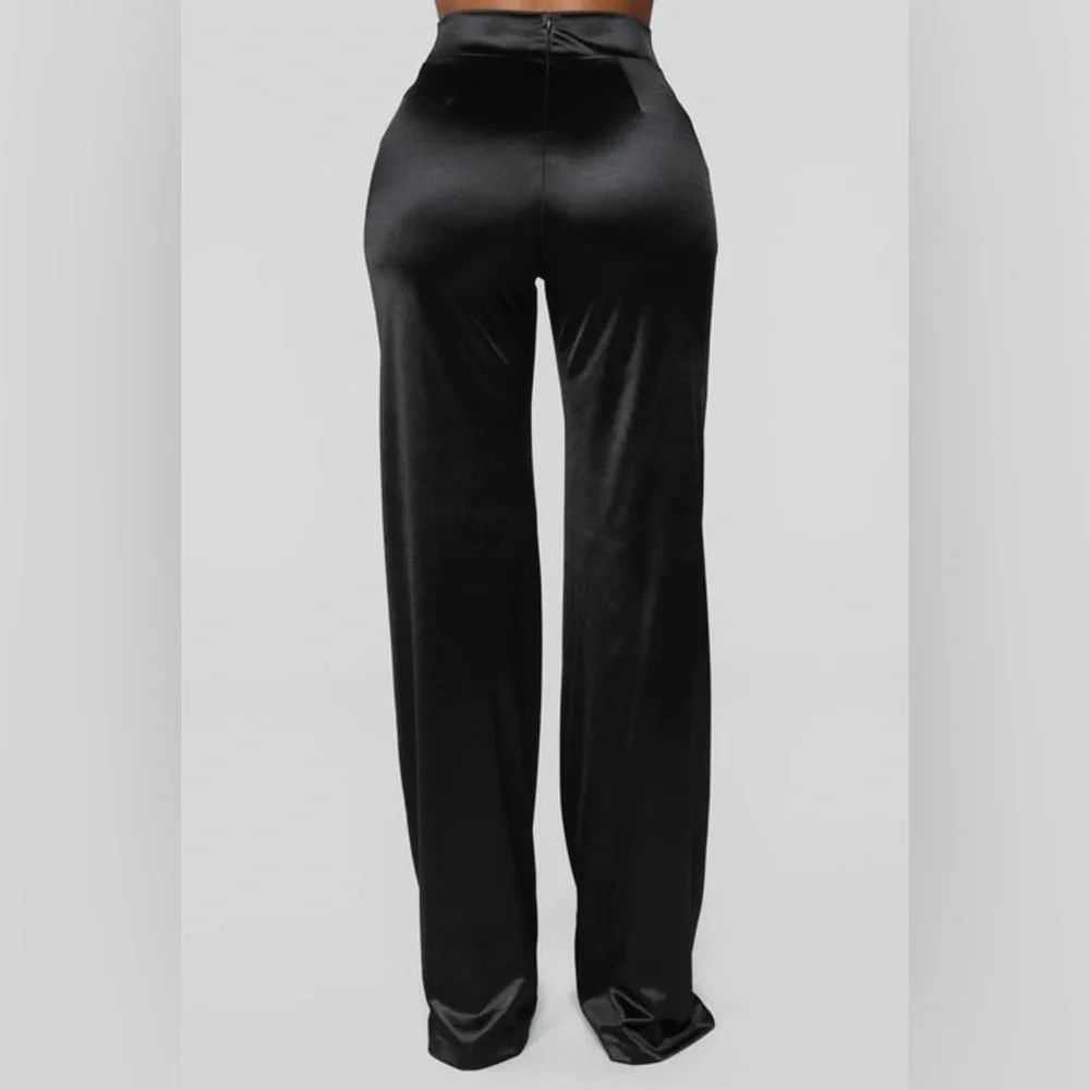 2/$35 NWT Fashion Nova Make a Wish Black Straight Leg Pants sz L - Picture 2 of 5